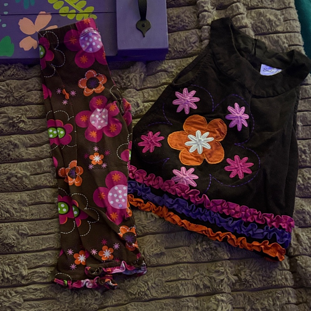 Emily Rose Brown and Orange Floral Kids Set